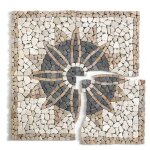 Pegane - rosace en marbre, travertin multicolore - 80 x 80 cm