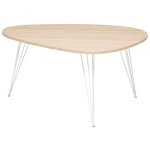 Pegane - table basse en bois coloris chêne clair et métal blanc - longueur 97 x profondeur 50 x hauteur ... Pegane - table basse en bois coloris chêne clair et métal blanc - longueur 97 x profondeur 50 x hauteur ...