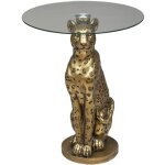 Pegane - table  caf ronde en verre et rsine or - diamtre 40 x hauteur 52 cm