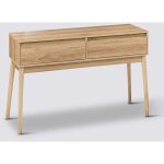 Table console, meuble console avec 2 tiroirs en bois coloris beige - longueur 114 x profondeur 37 x hauteur ... Table console, meuble console avec 2 tiroirs en bois coloris beige - longueur 114 x profondeur 37 x hauteur ...