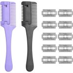 Peigne � effiler pour cheveux, peigne � effiler, outil de coupe de cheveux, double face, avec 10 lames ...
