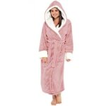 Peignoir de bain femme avec capuche coton velours premium - robe de chambre - rose - or - femme - adulte ...