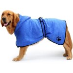Peignoir pour chien, serviette en microfibre absorbant l'humidit� pour chiens et chats (taille l, bleu) ...