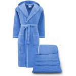 Peignoir en coton avec capuche pour homme et femme, nid d'abeille beeapone�, bleu clair, s�chage rapide, ...