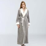 Peignoir femme polaire doux avec poches robe de chambre hiver cadeau taille l gris