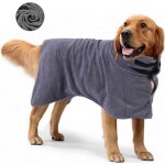 Peignoir serviette apr�s bain pour chiens gris taille xs
