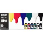 Peinture acrylique - liquitex - basics acrylic fluid - 6 couleurs - flacons 118ml