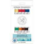 Peinture aquarelle - lefranc bourgeois - 12 tubes - 10ml - assortiment de 12 couleurs - mixte