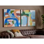 Peinture � l'huile abstraite color�e 80x80 cm. lot de 2 80x3x80 cm.