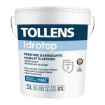 Tollens ? peinture acrylique blanche mat 5l ? finition professionnelle lavable ? pouvoir couvrant �lev� ...