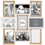 P�le - m�le 9 cadres photo effet bois naturel et blanc