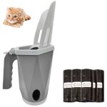 Pelle a liti�re chat avec 10 rouleaux de sacs poubelle, pelle a crotte avec stockage des d�chets - gris ...