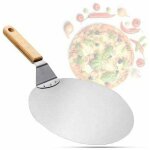 D�stockage pelle � pizza en acier inoxydable avec manche en bois, poussoir � pizza pour pierre � pizza, ...
