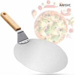 R�duction, pelle � pizza en acier inoxydable avec manche en bois, poussoir � pizza pour pierre � pizza, ...