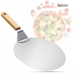 Rduction, pelle  pizza en acier inoxydable avec manche en bois, poussoir  pizza pour pierre  pizza, ...