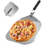 [jamais utilis�]pelle pizza en aluminium, avec poign�e en plastique pliable, 32 x 32 cm supports de grande ...