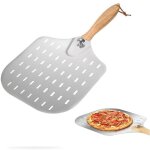 Pelle  pizza perfore, pelle  pizza en acier inoxydable, 36x31cm, pelle  pizza avec poigne amovible, ...