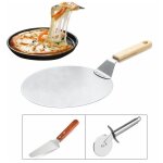 Pelle à pizza ronde 3 pièces, four à palettes à pizza, palette de peau de cuisson en aluminium, bois Pelle à pizza ronde 3 pièces, four à palettes à pizza, palette de peau de cuisson en aluminium, bois