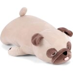 Peluche chien carlin lest�e de 50 cm, jouet d�coratif et coussin doux pour int�rieur