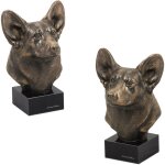 Pembroke welsh corgi - statuette de chien, buste sur socle en pierre, sculpture, trophe pour une exposition ...