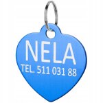 Pendentif m�daille d'identification pour chat et chien avec nom en forme de c?ur bleu