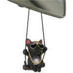 Pendentif r�tro pour r�troviseur voiture, bouledogue noir avec lunettes et cha�ne dor�e, d�coration cr�ative ...