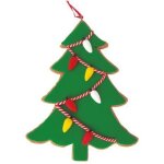 Pendentif sapin de nol pour dcoration de sapin 90x125mm en argile verte et marron finition mate