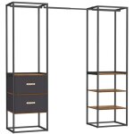 Penderie armoire ouverte placard porte - v�tements solide avec 1 tringle extensible 2 tiroirs et 4 �tag�res ...