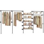 Penderie murale woltu style vintage, portant � v�tements, en tube m�tallique, noir + marron rustique