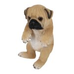 Chien d�coratif pour cl�ture en polyr�sine - carlin - h 20, 8 cm - livraison gratuite