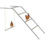 Perchoir pour poules - pawhut - 5 niveaux - �chelle balan�oire - en bois de pin et acier - 82 x 150 x ...