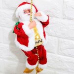 Pre nol descalade lectrique, pre nol grimpant sur une chelle de corde cratif pere noel suspendu ...