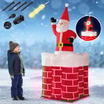 Père noël gonflable cheminée 178 cm rouge / blanc décoration fête noël 2x leds 4x piquets de terre ip44 ... Père noël gonflable cheminée 178 cm rouge / blanc décoration fête noël 2x leds 4x piquets de terre ip44 ...