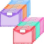 Perfor�es extensibles a4, 12pcs pochettes perfor�es, pochette document avec fermeture � pression, transparent ...