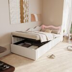 Pergar - lit coffre 90x200cm, canap� lit 90x200, lit simple avec led, lit capitonn�, lit d'appoint, design ...