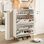 Pergar - meuble  chaussures, design moderne, grande capacit, 3 niveaux, blanc, 24x80x118, 5 cm