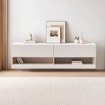 Pergar - meuble tv avec led, meuble tv suspendu, meuble tv bas, 140 x 35 x 40 cm, blanc Pergar - meuble tv avec led, meuble tv suspendu, meuble tv bas, 140 x 35 x 40 cm, blanc