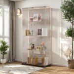 Pergar - vitrine verre affichage, figurines pr�sentoir 4 niveaux, avec led r�glable, verre tremp�, base ...