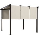 Pergola 3 toiles coulissantes - dim. 2, 97l x 2, 97l x 2, 38h m - acier poxy polyester haute densit ...