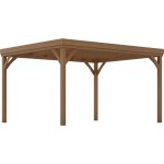 Pergola 4 x 3 m en bois traditionnelle autoportante avec 4 pieds toit terrasse � d�corer - marron
