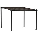 Pergola adoss�e en aluminium 3 x 3 m - gouti�res - anthracite toit polycarbonate fum�