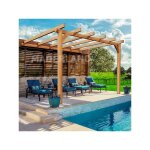 Maderland - pergola adosse bois - andorra, dimensions 400 x 300 cm, ancrage support de plaque surlev ...