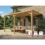 Pergola adoss�e en bois montpellier 600 x 300 cm + 3 supports sur�lev�s - maderland