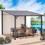 Yodolla - pergola adossée, tonnelle de jardin exterieur, gouttière intégrée, résistant uv, 3 x 3m - noir ... Yodolla - pergola adossée, tonnelle de jardin exterieur, gouttière intégrée, résistant uv, 3 x 3m - noir ...