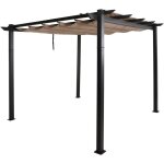 Hhg - jamais utilis] pergola en aluminium 024, pavillon de jardin, structure stable de 8 cm, toit coulissant ...