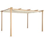 Pergola aluminium - isla 3x4m - imitation bois. toile �cru - tonnelle id�ale pour votre terrasse. toit ...