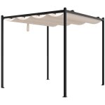 Pergola autoportante en acier avec toit r�tractable - 5, 3 m� - noir - mazara