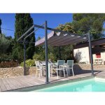 Couleurs du monde - pergola autoportante aluminium central park 3x4m toile coulissante rtractable