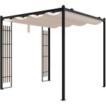 Pergola autoportante modulable en acier avec toit r�tractable et treillis - 5, 3 m� - noir - mazara