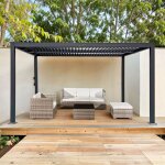 M&s - pergola autoportée bioclimatique 4x3 m en alu coloris gris M&s - pergola autoportée bioclimatique 4x3 m en alu coloris gris